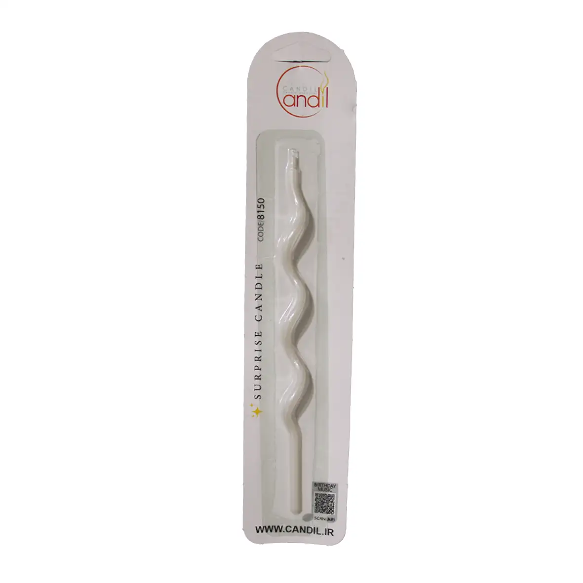 شمع ماکارونی تکی متالیک سفید کد 8150